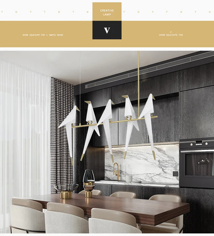 Perch Paper Chandelier LED Bird Designer Chandelier Lamp