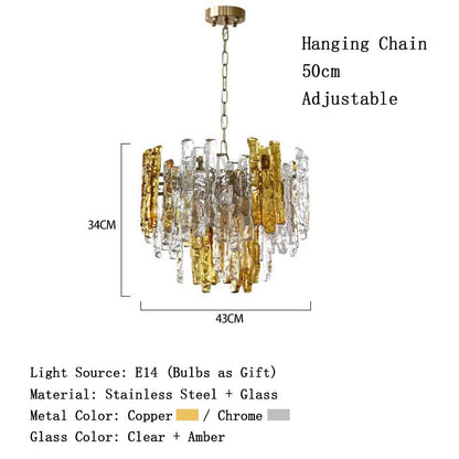 Modern Melting Ice Whiskey chandelier Italy Designer Luxury crystals Amber pendant lamps