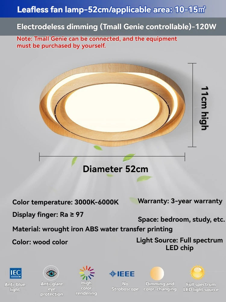 Modern Bladeless Ceiling Lamp Fan Living Room Silent Air Circulation Fan