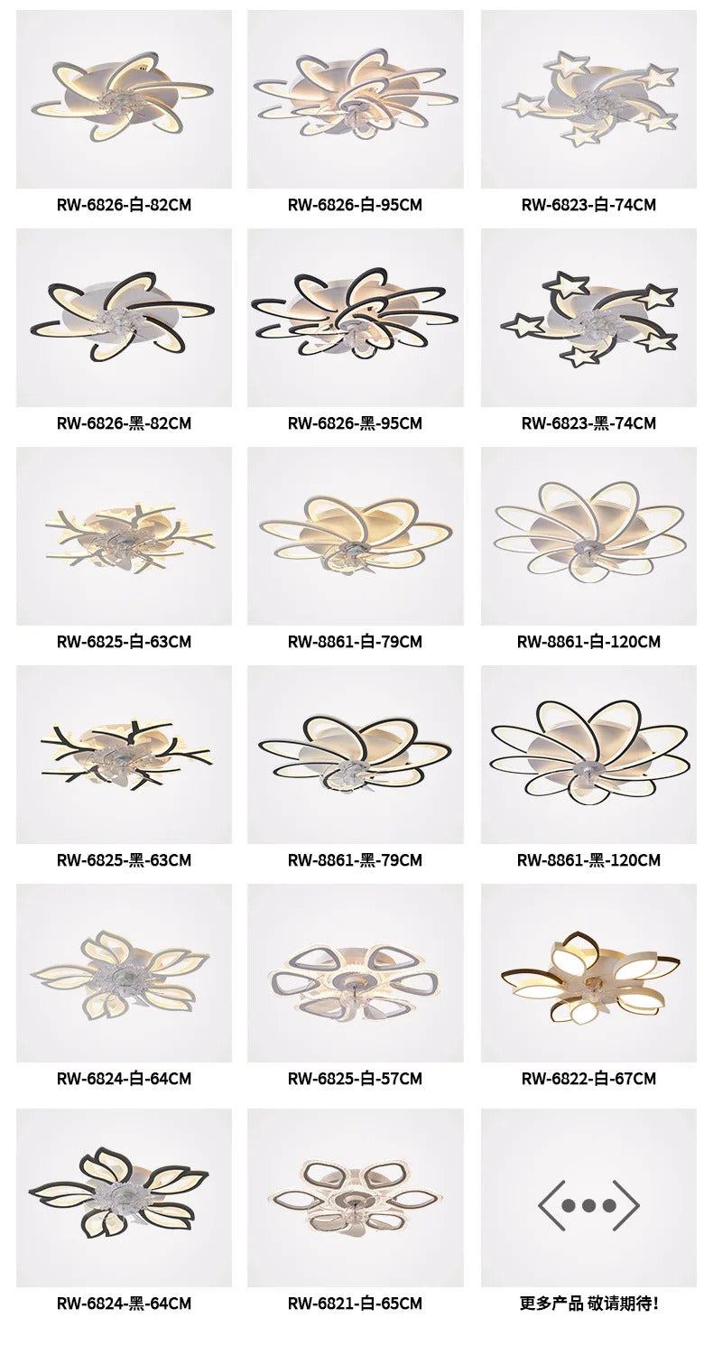 Modern Ceiling Fans with Lights, Fan Lamp Petal Ceiling Fan for Bedroom/Living Room