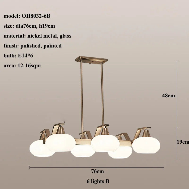 Modern silver chandelier Metal milky white glass lampshade Living Room pendant lamp