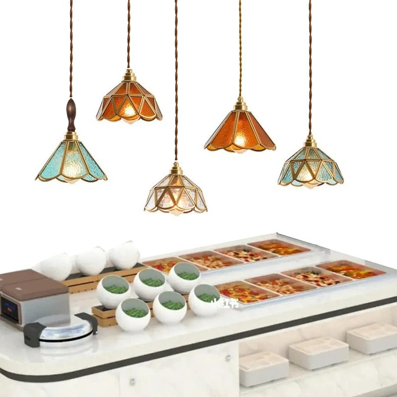 Art Nouveau Stained Glass Pendant Light