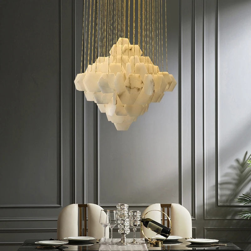 Hexa Alabaster Cascade Chandelier