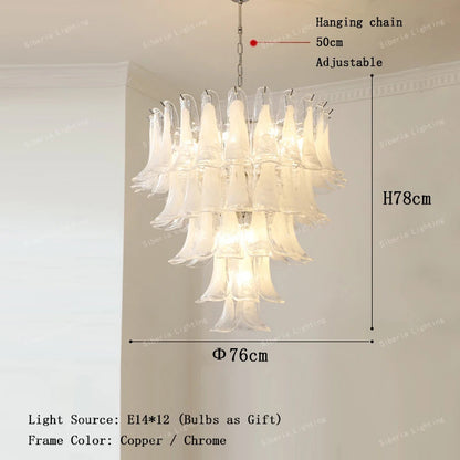 White Petal Glass Modern Romantic Artistic Ceiling Chandeliers Home LED Lighting Fixture Hanging Lamps for Living Room Decor