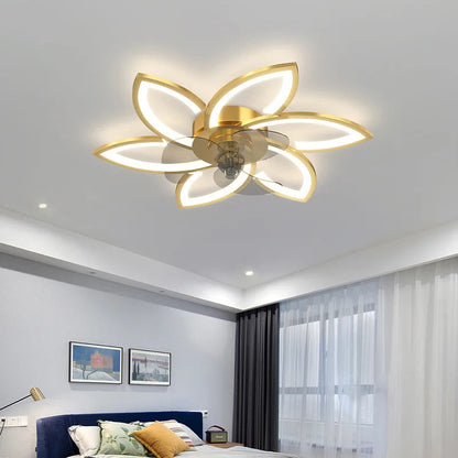 Petals LED Ceiling Fans With Light Bedroom Remote Control 220V Light Fixture