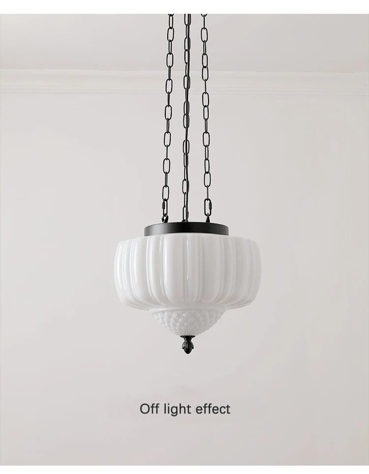 French Medieval Glass Pendant Lamp Milk White Glass LED Pendant Light
