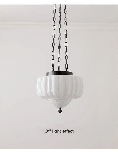 French Medieval Glass Pendant Lamp Milk White Glass LED Pendant Light