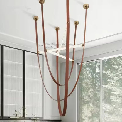 Duplex Leather Chandelier Restaurant staircase chandelier