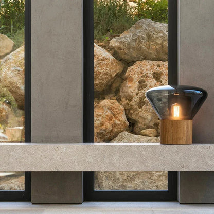 Muffins Table Light Creative Wood Lamp Art Deco amber grey Glass lamp Living Room Restaurant Hotel Bedroom beside Corner Lamp