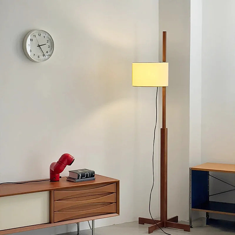 Japanese Liftable Wooden Lamp Wabi Sabi Fabric Floor Lamp