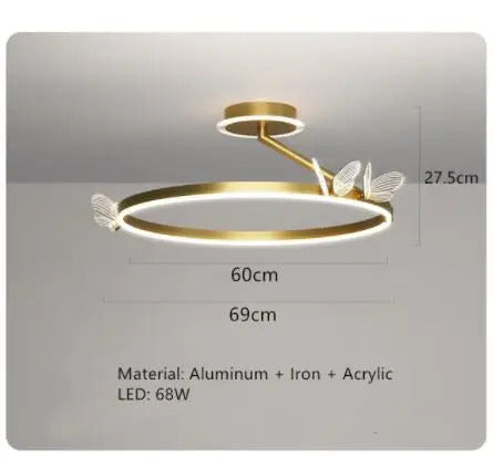 Nordic ring pendant light Acrylic butterfly lights Creative Gold luxury pendant light