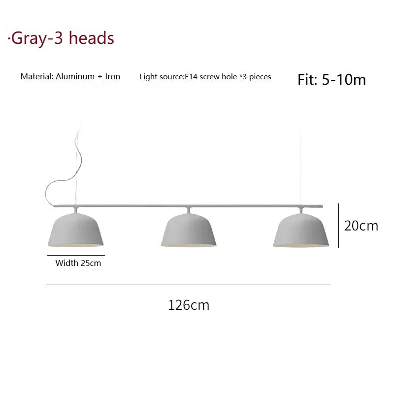 Danish designer Ambit rail pendant lamp Nordic black 3 heads long chandelier