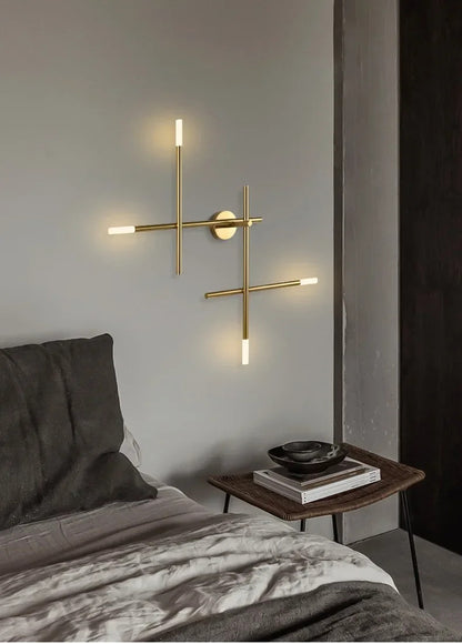 Nordic line Art Wall Lamp Modern Minimalist Creative Cross Shaped Sconce light
