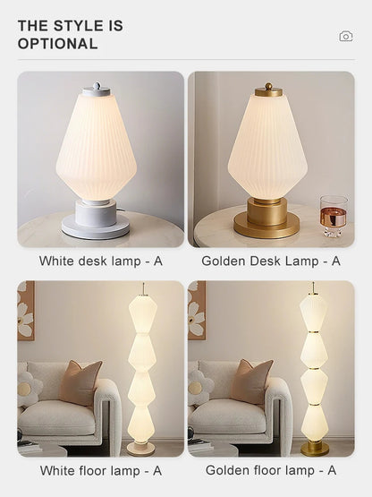 Modern Long Floor Lamp Nordic Minimalist Cream Lampshade Iron Base standing lights