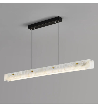 Marble Rectangular long strip Chandelier Modern Luxury resin acrylic Gold Pendant light