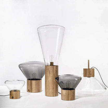 Muffins Table Light Creative Wood Lamp Art Deco amber grey Glass lamp Living Room Restaurant Hotel Bedroom beside Corner Lamp