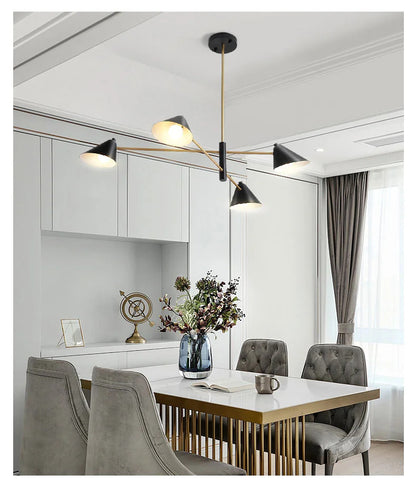 Nordic Minimalist Cone Shape chandelier Danish design black gold  iron Pendant Light