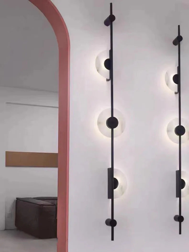 Alabaster Vertical Wall Lamp Modern Mable Wall Art Black Led Acrylic Circle Wall Lamp