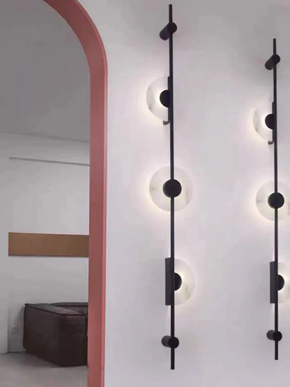 Alabaster Vertical Wall Lamp Modern Mable Wall Art Black Led Acrylic Circle Wall Lamp