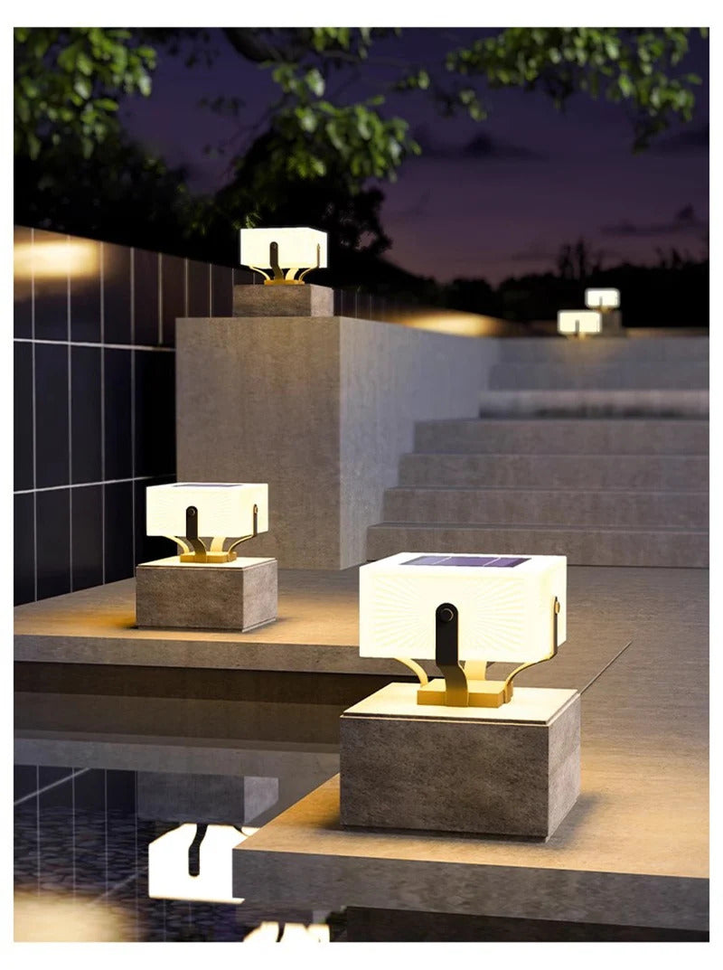 Solar Pillar Lights Villa Outdoor Waterproof  LED Wall Lamp  Gate Garden Lighting