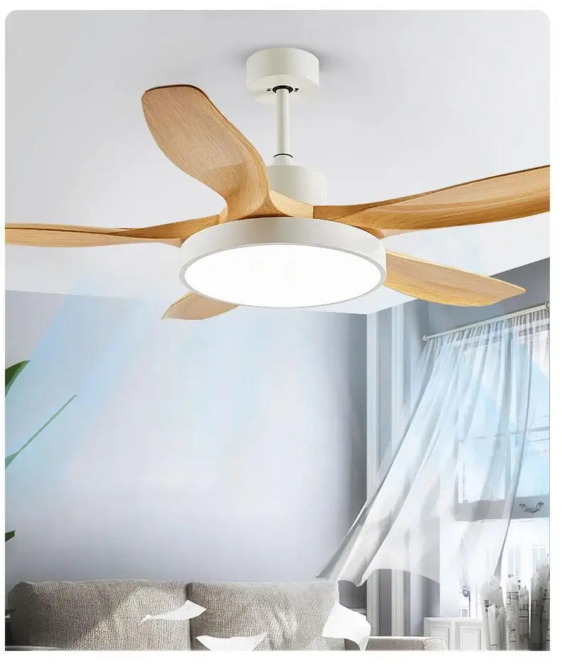 Nordic Large Ceiling Fans light Modern Natural wood color Simple Remote Control Ceiling Fan lamp