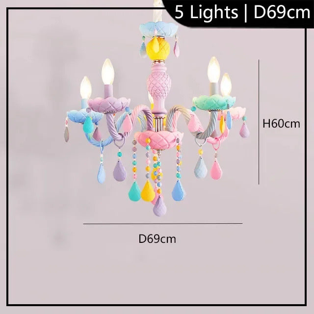 European Children rainbow chandelier Bedroom Princess room kawaii light