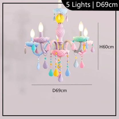 European Children rainbow chandelier Bedroom Princess room kawaii light