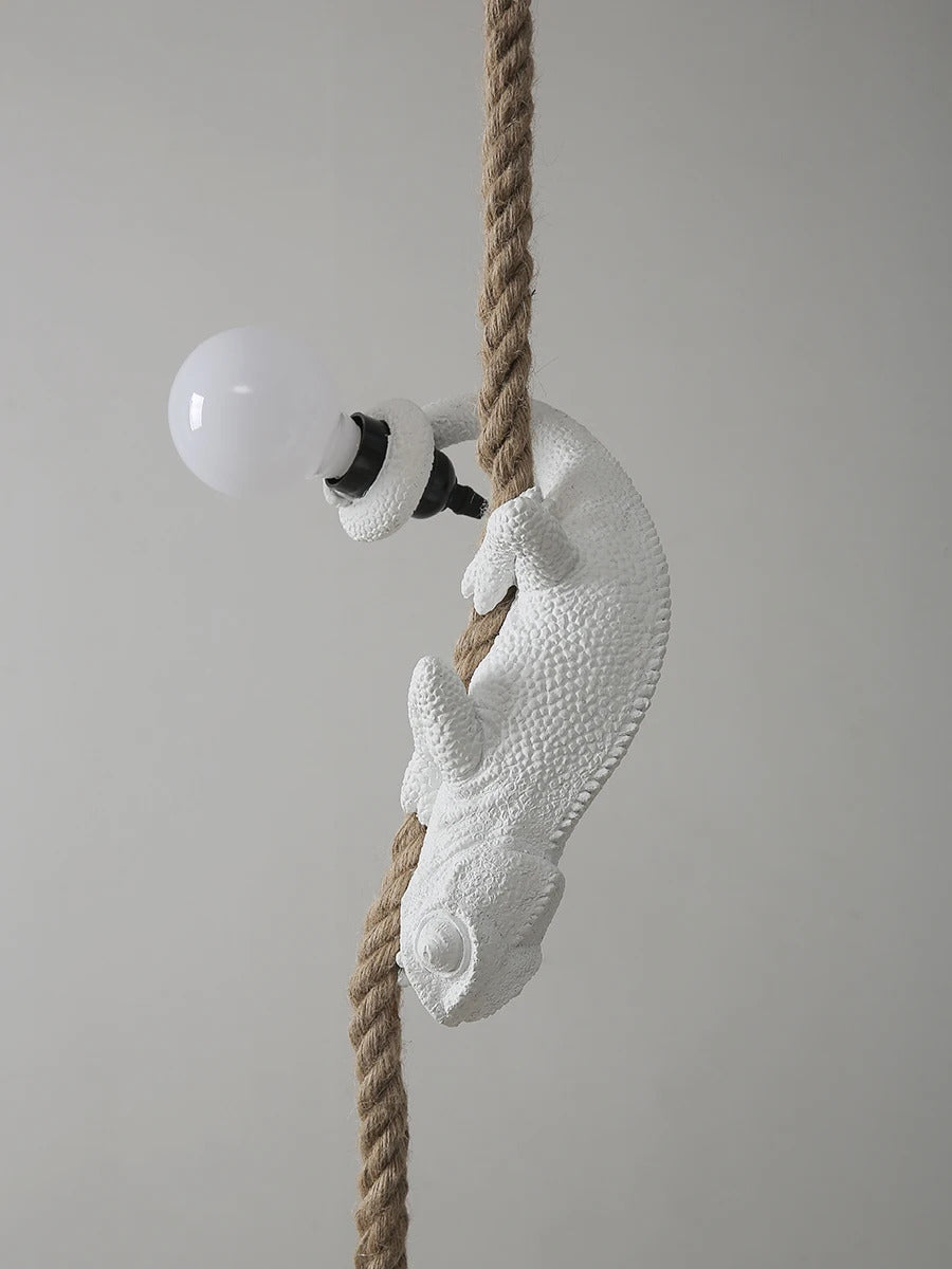 Resin chameleon pendant light Retro Hemp Rope Monkey Pendant Lamp