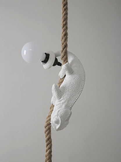 Resin chameleon pendant light Retro Hemp Rope Monkey Pendant Lamp