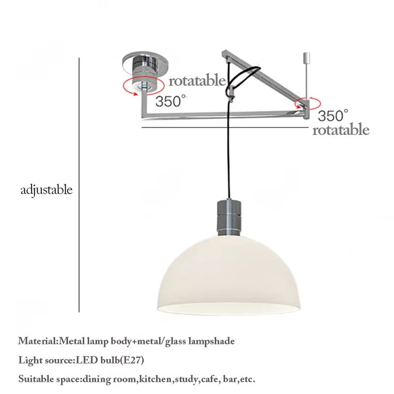 Bauhaus Telescoping Pendant Light Nordic Rocker Arm Movable swing hanging Lamps