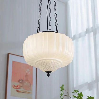 French Medieval Glass Pendant Lamp Milk White Glass LED Pendant Light