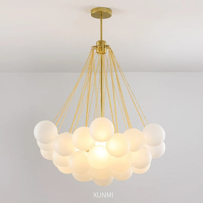 Nordic Simple Frosted Glass Bubble Ball Chandelier Bedroom Clothing Store Lamp Cloud Soft Look Children Room Pendant Lights LED