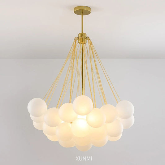 Nordic Simple Frosted Glass Bubble Ball Chandelier Bedroom Clothing Store Lamp Cloud Soft Look Children Room Pendant Lights LED