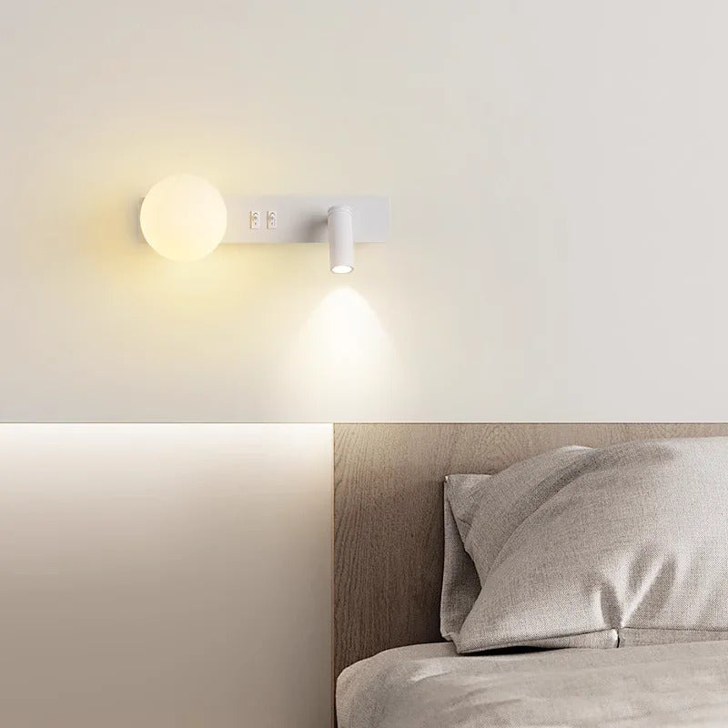 Nordic minimalist bedside wall light Modern moon with spotlights Adjustable wall lamps