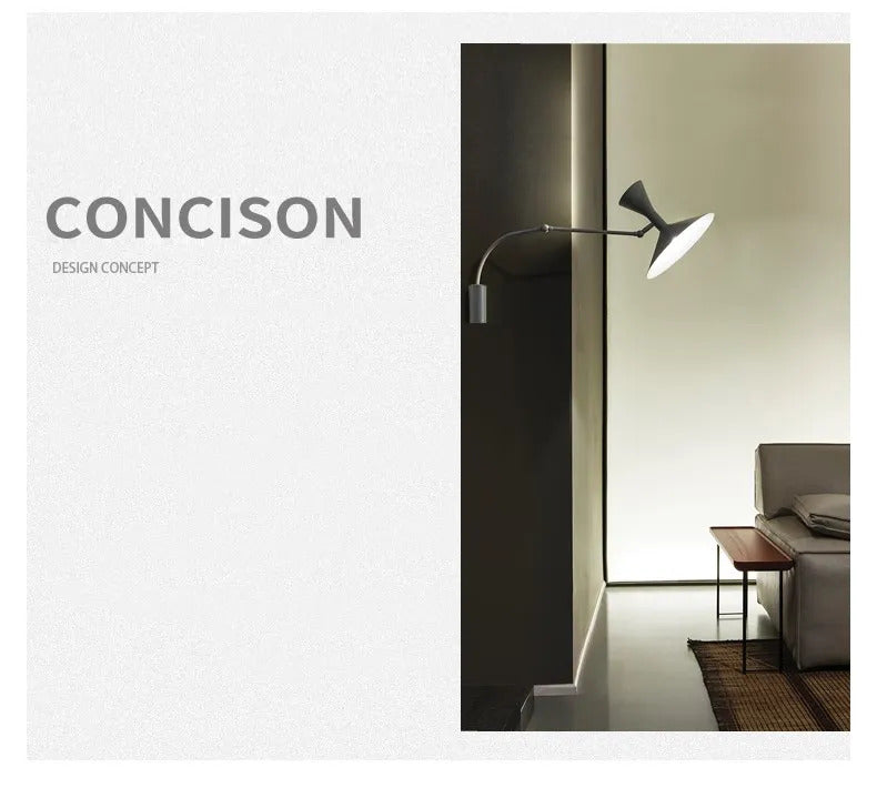Modern Minimalist Wall Light LED Marseille Italian Designer Swing Arm Adjustable Wall lamp