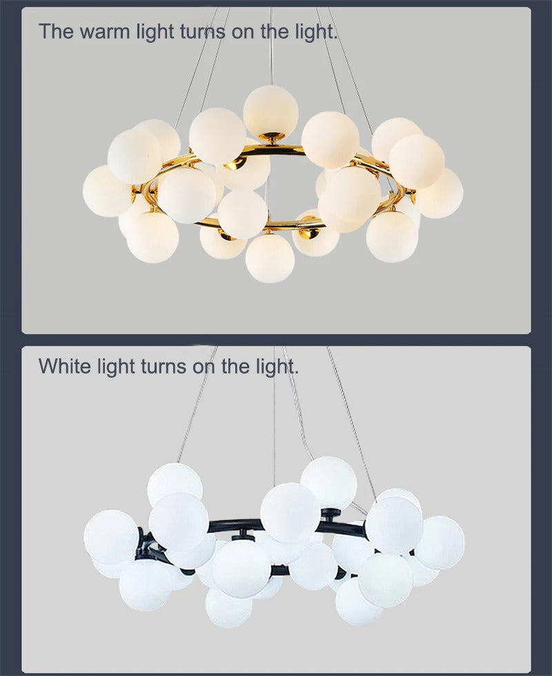 Nordic Round chandelier Glass Ball Chandeliers Living room ring scandinavian lamp fixtures