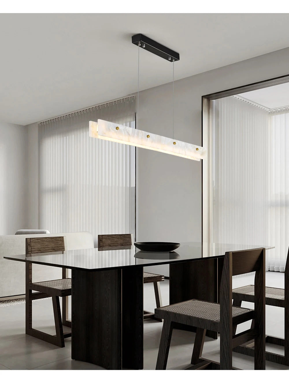 Marble Rectangular long strip Chandelier Modern Luxury resin acrylic Gold Pendant light