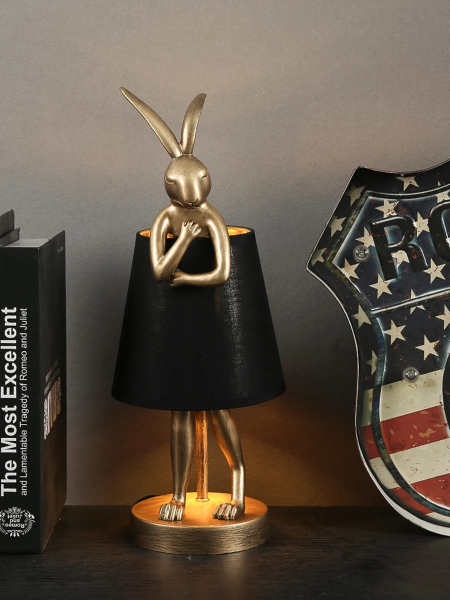 Nordic LED rabbit table lamp Designer resin rabbit desk lamp for study bedroom children's room reading led light bedside lamp