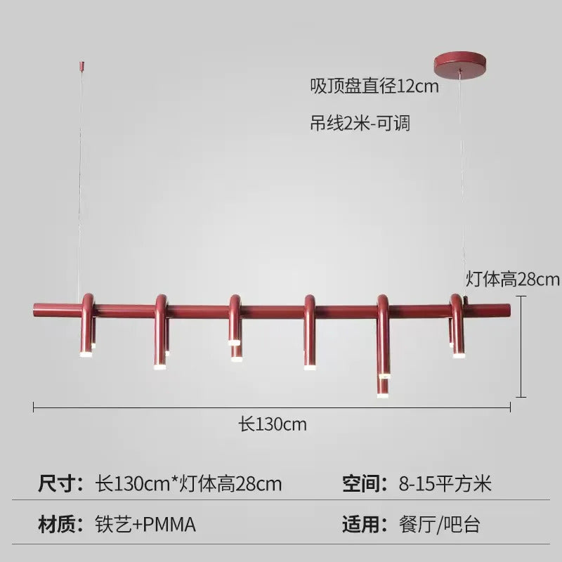 Nordic U-shaped Pendant lamp water pipe long strip Chandelier