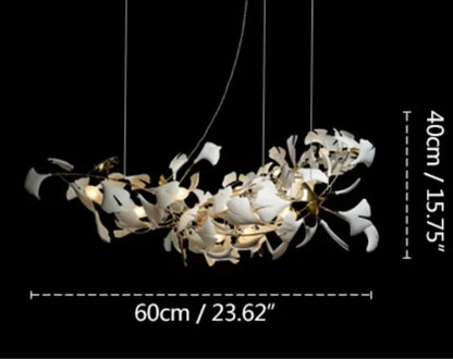 Luxury Ceramic Ginkgo Leaf Chandelier Gold Branches Chandelier
