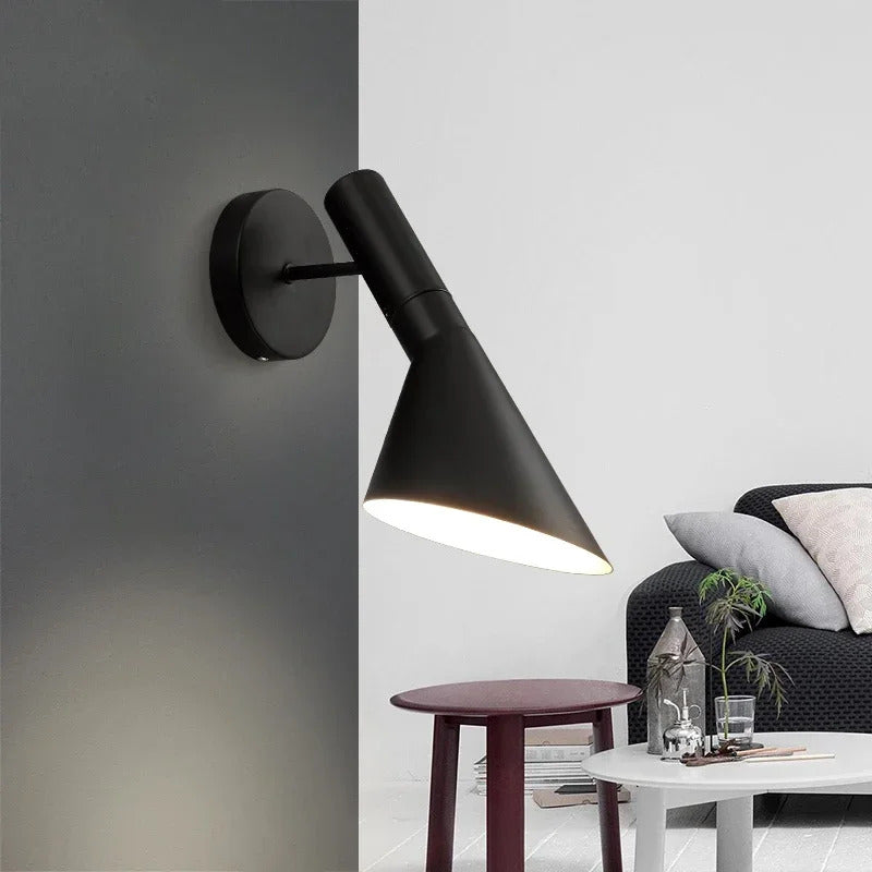 Nordic Minimalist Bedside Wall Lamp Black white Iron Sconce Industrial Retro wall light