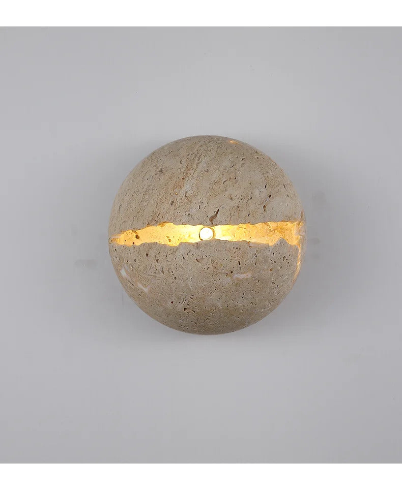 Natural Stone globe wall lamp Yellow cave stone Retro Art sconce Light