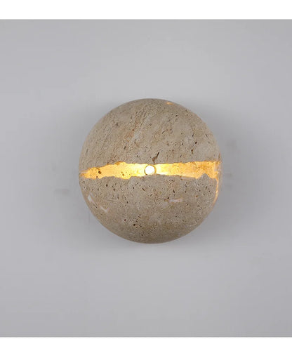 Natural Stone globe wall lamp Yellow cave stone Retro Art sconce Light