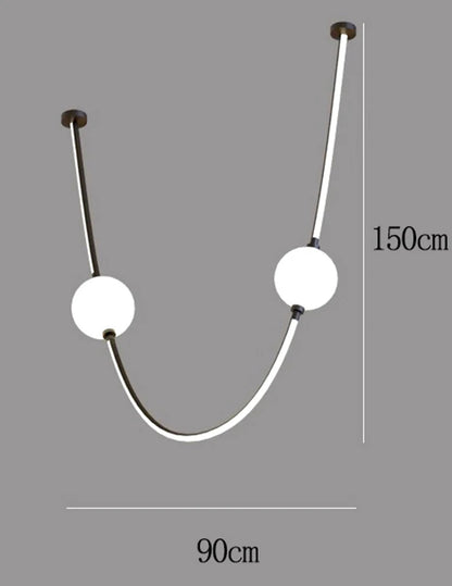 Postmodern glass ball chandelier nordic led curve light Dimmable staircase lamp