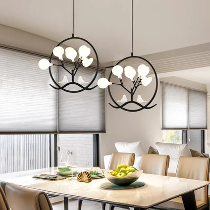 Hand-made wood pendant lamp home decoration E27 cage pendant light