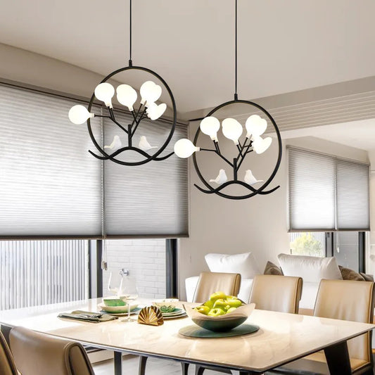 Hand-made wood pendant lamp home decoration E27 cage pendant light