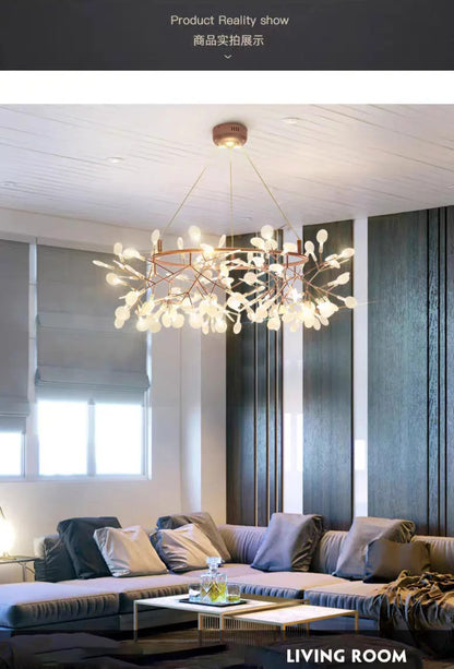 Ceiling Chandelier Nordic Hanging Living Room Chandelier Modern Kitchen Firefly Lamp Round Chandelier Lighting
