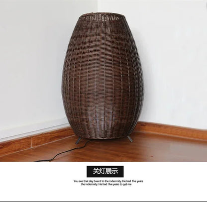Natural handmade rattan floor lamp Japanese Outdoor waterproof Garden standing lamp