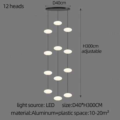Modern villa Staircase Chandelier Nordic Oval String Ball Duplex Building LED pendant Light