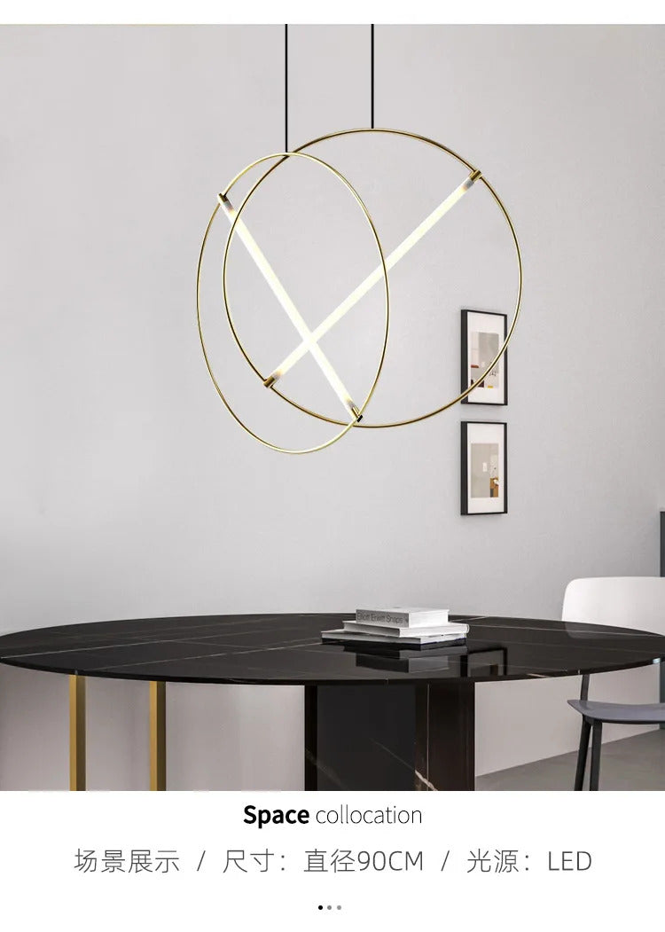 Round Suspension lamp Post-modern ring pendant light